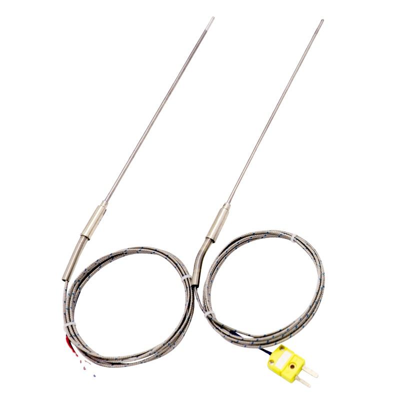 Nålarmerat flexibelt termoelement, typ K, 2-tråds, högtemperatur-, högprecisionstermoelement med utökad PT100 RTD-sensor