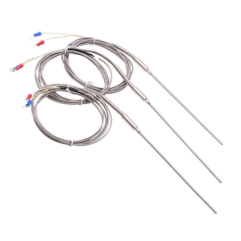 Nålarmerat flexibelt termoelement, typ K, 2-tråds, högtemperatur-, högprecisionstermoelement med utökad PT100 RTD-sensor
