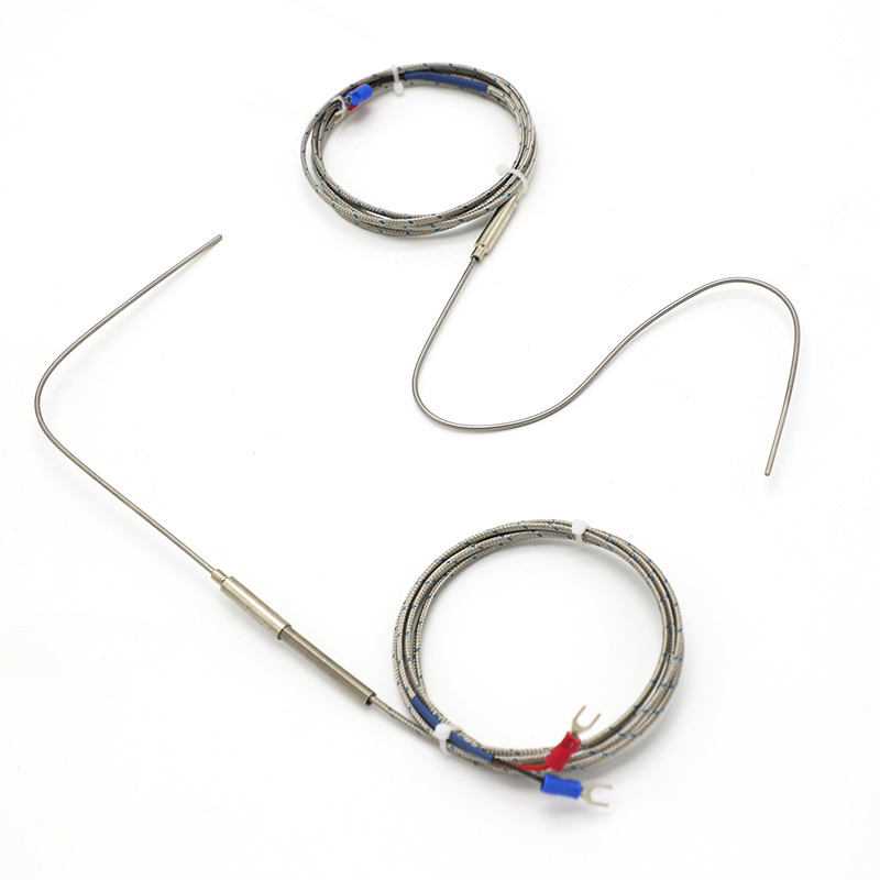 Nålarmerat flexibelt termoelement, typ K, 2-tråds, högtemperatur-, högprecisionstermoelement med utökad PT100 RTD-sensor