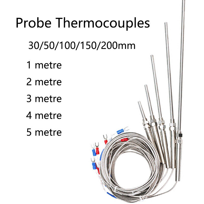 Nålarmerat flexibelt termoelement, typ K, 2-tråds, högtemperatur-, högprecisionstermoelement med utökad PT100 RTD-sensor